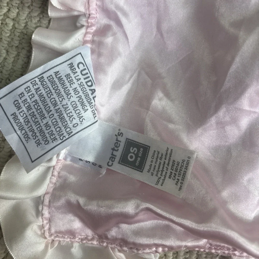Carter's Leopard Pink Elephant Security Blanket Ruffled Satin Baby 14